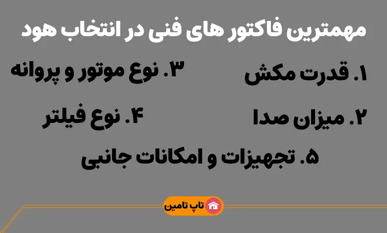 مهمترین فاکتور های فنی در انتخاب هود